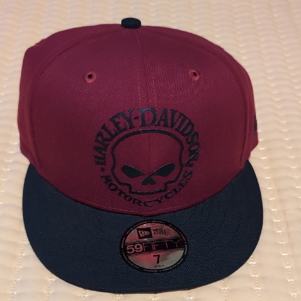Harley-Davidson Maroon and Black Skull Cap